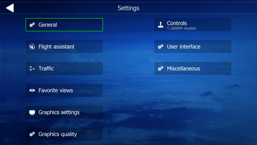 Aerofly FS 4 Global - Menu