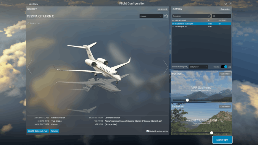 X-Plane 12 - Standard Fly - Cessna Citation X Business Jet